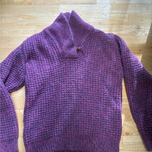 Woolrich women’s shawl collar Turtleneck Sweater in Rich Purple and pink vintage